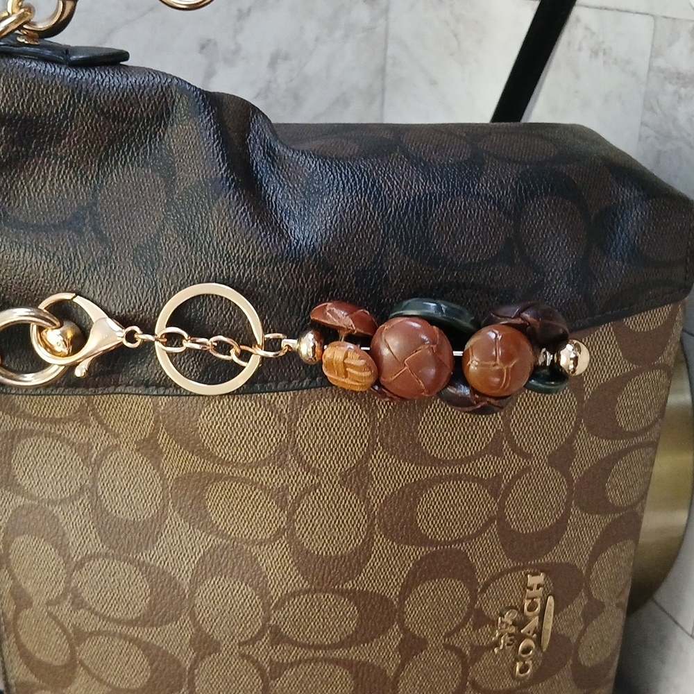Leather Button Handbag Charm